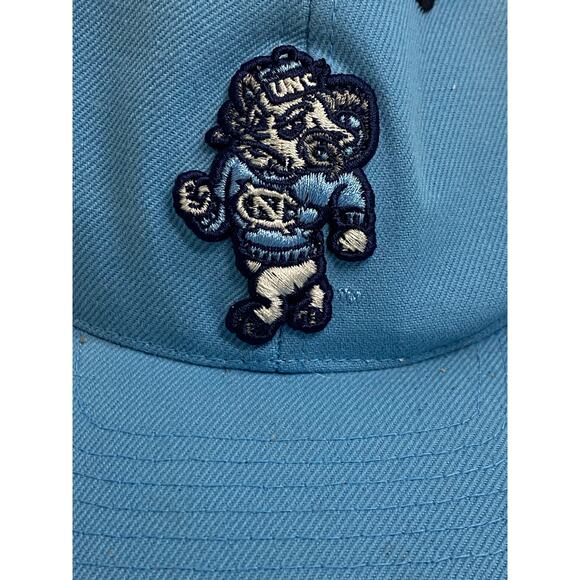 Vintage Puma UNC Tar Heels Snapback Baseball Hat Light Blue Embroidered Mascot - Picture 4 of 5